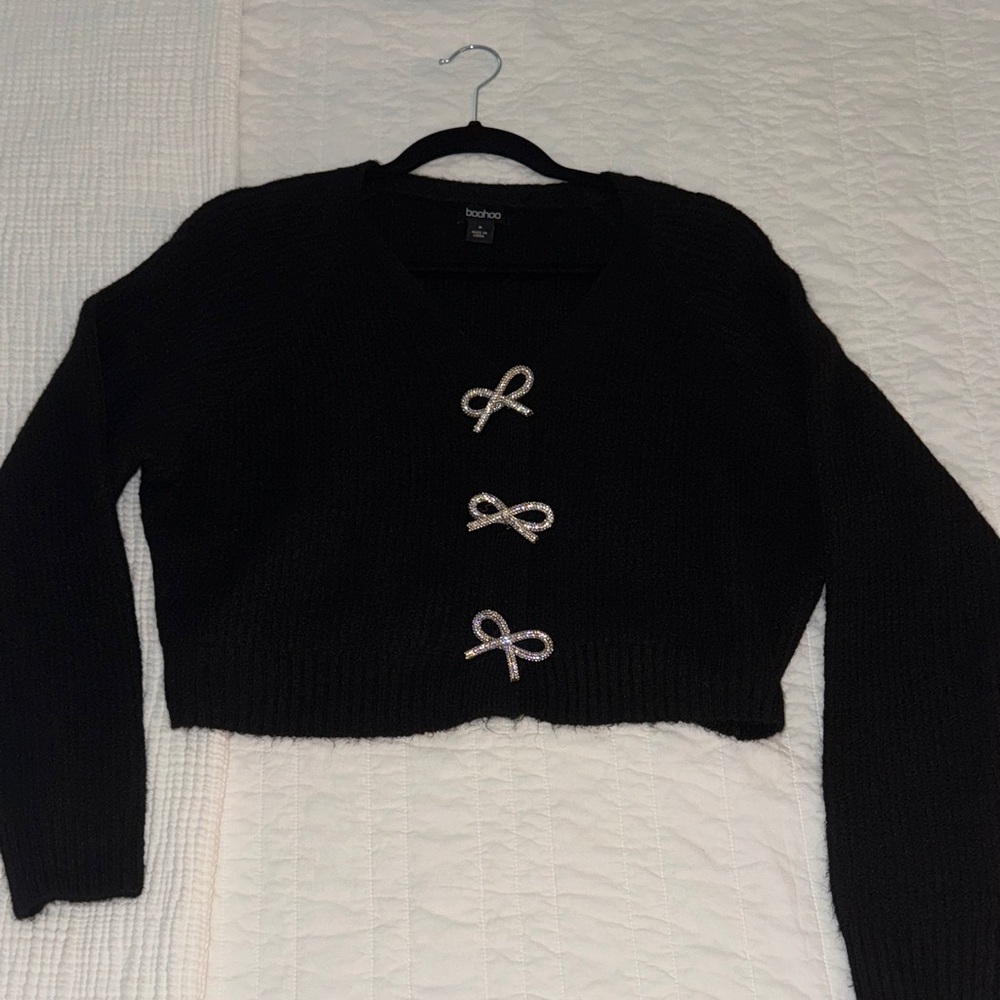 Boohoo Cardigan with Crystal Bow Details